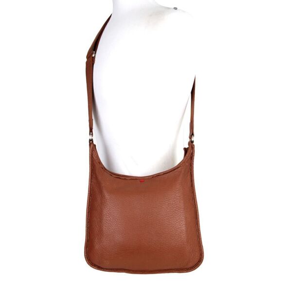 ROOMY ED Ellen Degeneres BROWN GENUINE LEATHER X-BODY SHOULDER BAG HANDBAG PURSE - Picture 1 of 16